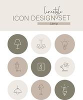 Linestyle Icon Design Set Lamp vector