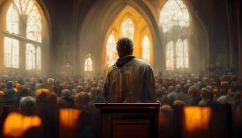 ilustración pastor en un Iglesia foto