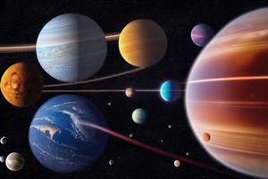 ilustración resumen representación solar sistema con planetas foto