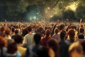 illustration of an open air concert with dancing people photo