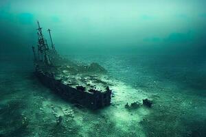 illustration of a shipwreck at the bottom of the sea photo