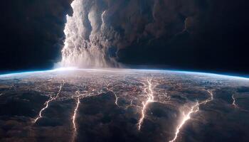 illustration of a thunderstorm as seen from space photo