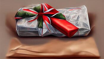 illustration christmas gift unwrapping photo