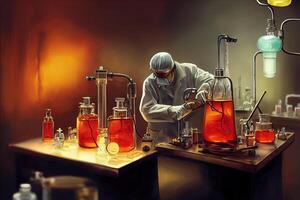 illustration chemical scientist works in the laboratory photo