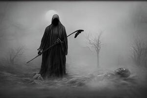 illustration of grim reaper in the mist photo