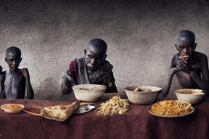 ilustración de hambre en tercero mundo países foto