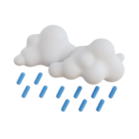 3d clima icono de lluvia. blanco nube con azul lluvia gotas en él. lluvia nube con agua gotas png