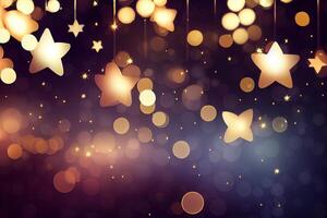 illustration of bokeh background with twinkling stars photo