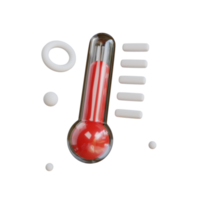 röd termometer. de begrepp av väder och ökade temperatur. 3d illustration png