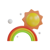 Sunny Rainbow 3d icon. Weather icon. 3d illustration png