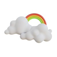 3d Rainbow with Cloud. white cloud with a rainbow in the middle. Weather icon png