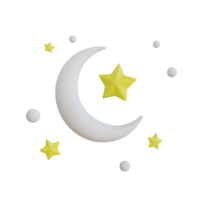 Jaune étoiles et blanc des nuages 3d icône. blanc et Jaune lune et étoiles avec une blanc Contexte. temps icône png