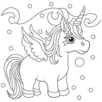 colorante paginas unicornio para niños vector