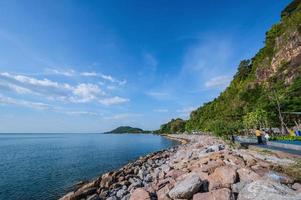 Beautiful seascape view with endless horizon at kung wiman beach chanthaburi city thailand. photo