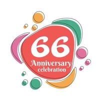66º aniversario celebracion logo vistoso diseño con burbujas en blanco antecedentes resumen vector ilustración