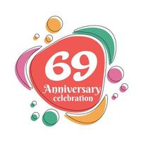 69th anniversary celebration logo colorful design with bubbles on white background abstract vector illustration