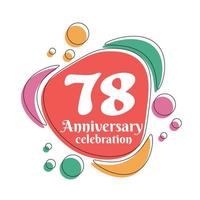 78th anniversary celebration logo colorful design with bubbles on white background abstract vector illustration