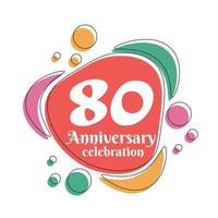 80 aniversario celebracion logo vistoso diseño con burbujas en blanco antecedentes resumen vector ilustración