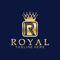 R initial royal crown logo. Royal, King, queen luxury symbol. Font emblem. vector