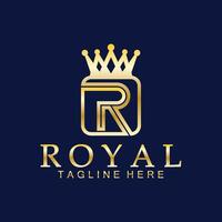 R initial royal crown logo. Royal, King, queen luxury symbol. Font emblem. vector