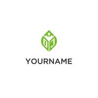 oj monograma con hoja logo diseño ideas, creativo inicial letra logo con natural verde hojas vector