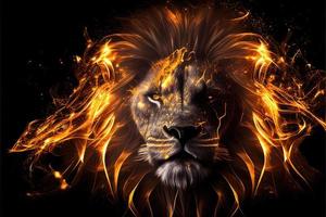 Fire lion backdrop. photo