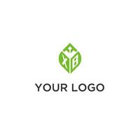 XB monogram with leaf logo design ideas, creative initial letter logo with natural green leaves vector