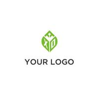 XO monogram with leaf logo design ideas, creative initial letter logo with natural green leaves vector