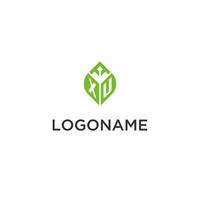 xu monograma con hoja logo diseño ideas, creativo inicial letra logo con natural verde hojas vector