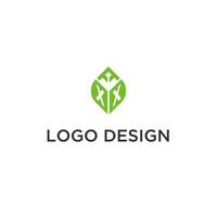 XX monogram with leaf logo design ideas, creative initial letter logo with natural green leaves vector