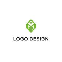 YX monogram with leaf logo design ideas, creative initial letter logo with natural green leaves vector