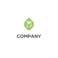 QA monogram with leaf logo design ideas, creative initial letter logo with natural green leaves vector