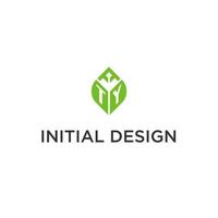 ty monograma con hoja logo diseño ideas, creativo inicial letra logo con natural verde hojas vector