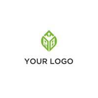 RB monogram with leaf logo design ideas, creative initial letter logo with natural green leaves vector