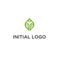 RG monogram with leaf logo design ideas, creative initial letter logo with natural green leaves vector