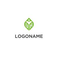 Oh monograma con hoja logo diseño ideas, creativo inicial letra logo con natural verde hojas vector
