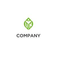 UN monogram with leaf logo design ideas, creative initial letter logo with natural green leaves vector