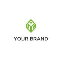 VC monogram with leaf logo design ideas, creative initial letter logo with natural green leaves vector