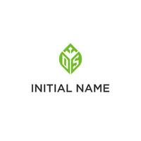 ds monograma con hoja logo diseño ideas, creativo inicial letra logo con natural verde hojas vector