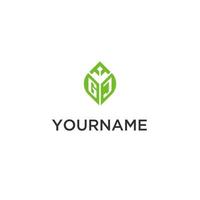 gj monograma con hoja logo diseño ideas, creativo inicial letra logo con natural verde hojas vector
