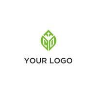 CO monogram with leaf logo design ideas, creative initial letter logo with natural green leaves vector