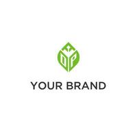 DP monogram with leaf logo design ideas, creative initial letter logo with natural green leaves vector