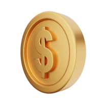 3d pièce de monnaie dollar or png