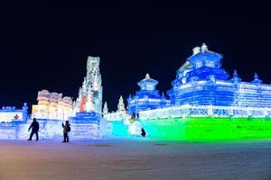 HARBIN, CHINA - JAN 2, 2019-Harbin International Ice and Snow Sculpture Festival is an annual winter festival that takes place in Harbin. It is the world largest ice and snow festival. photo