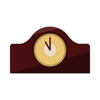 vintage desk or table clock in flat design style. showing eleven o'clock. isolated on white background. vector illustration.