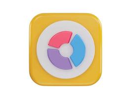 pie chart icon with 3d vector icon illustration transparent element