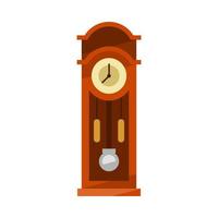 antique wall clock in flat design style. showing seven o' clock. isolated on white background. vector illustration.