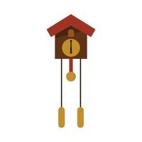 cuckoo clock in flat design style. showing six o' clock. isolated on white background. vector illustration.