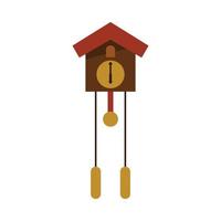 cuckoo clock in flat design style. showing six o' clock. isolated on white background. vector illustration.