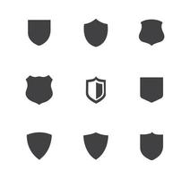 Black shield icons set vector image